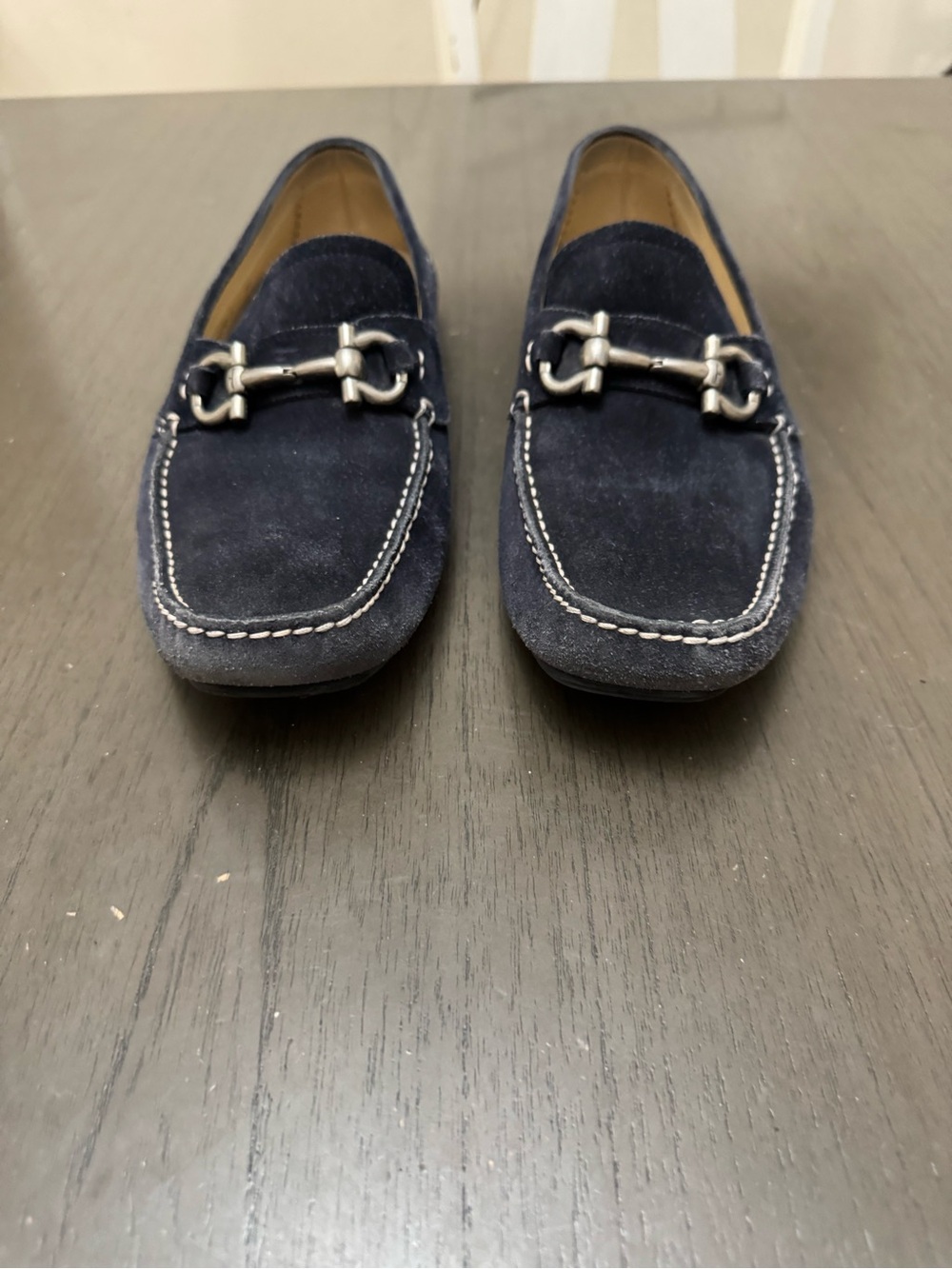 Salvatore Ferragamo Navy Suede Bit Loafers View 2